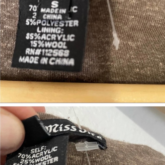 Miss me tan wool vest cowl neck hooded size small button pockets - Picture 8 of 8